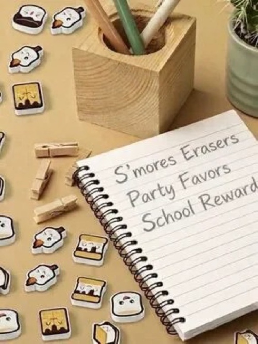 S'mores Eraser Party Favors — White & Brown Fun Shapes
